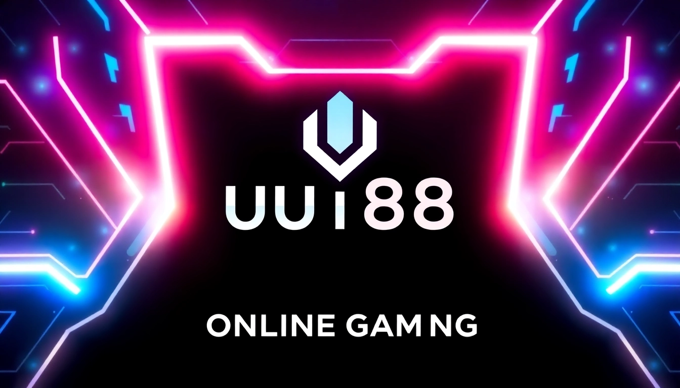 Dynamic UU88 branding with modern neon design, showcasing online casino elements in a vibrant, engaging style for enhanced digital appeal.