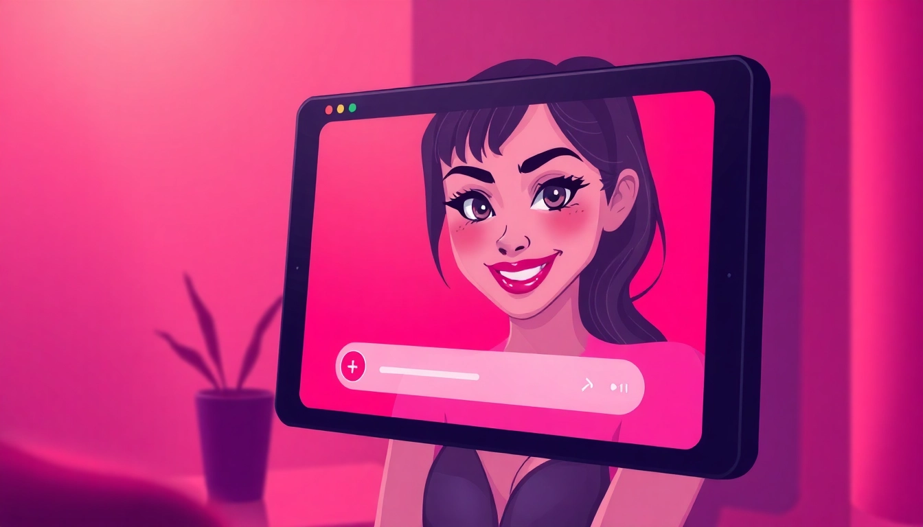 An illustration of a virtual girlfriend in an AI porn chat interface.