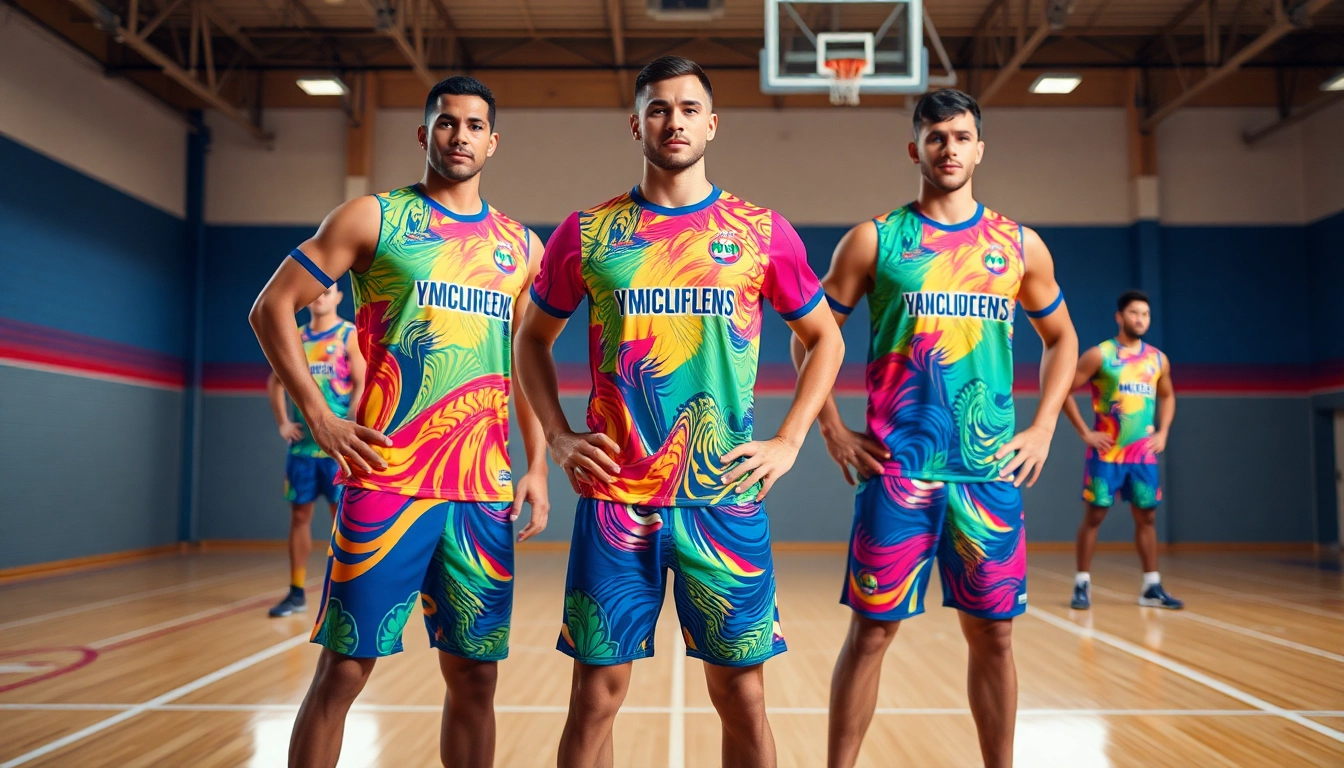 Close-up of high-quality sublimation uniforms with vibrant full-color prints and detailed fabric textures, demonstrating durability and style for sports teams.