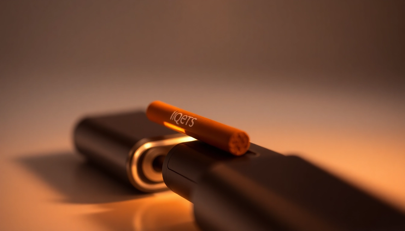 High-quality image of heets sigara tobacco sticks in an IQOS device, showcasing smoke-free heating technology and sleek design for modern users.