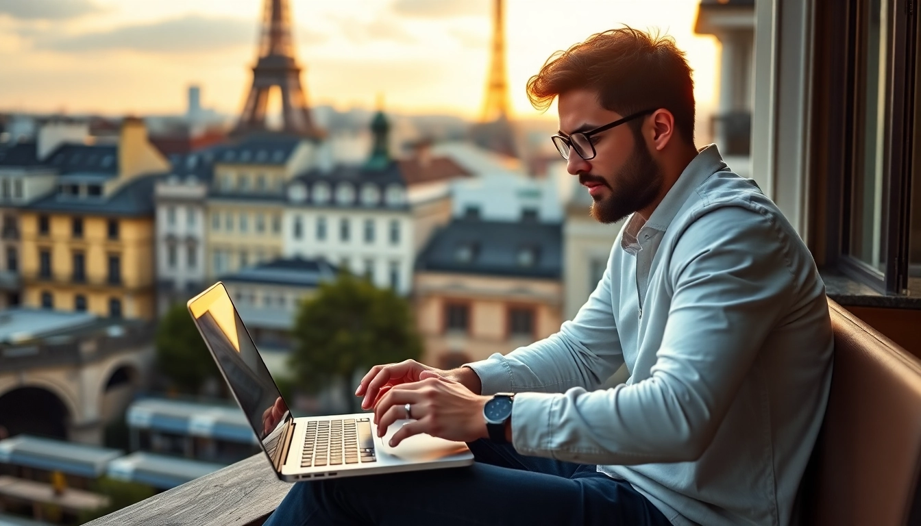 Freelance tech jobs France Professional freelancer working remotely on computer with French