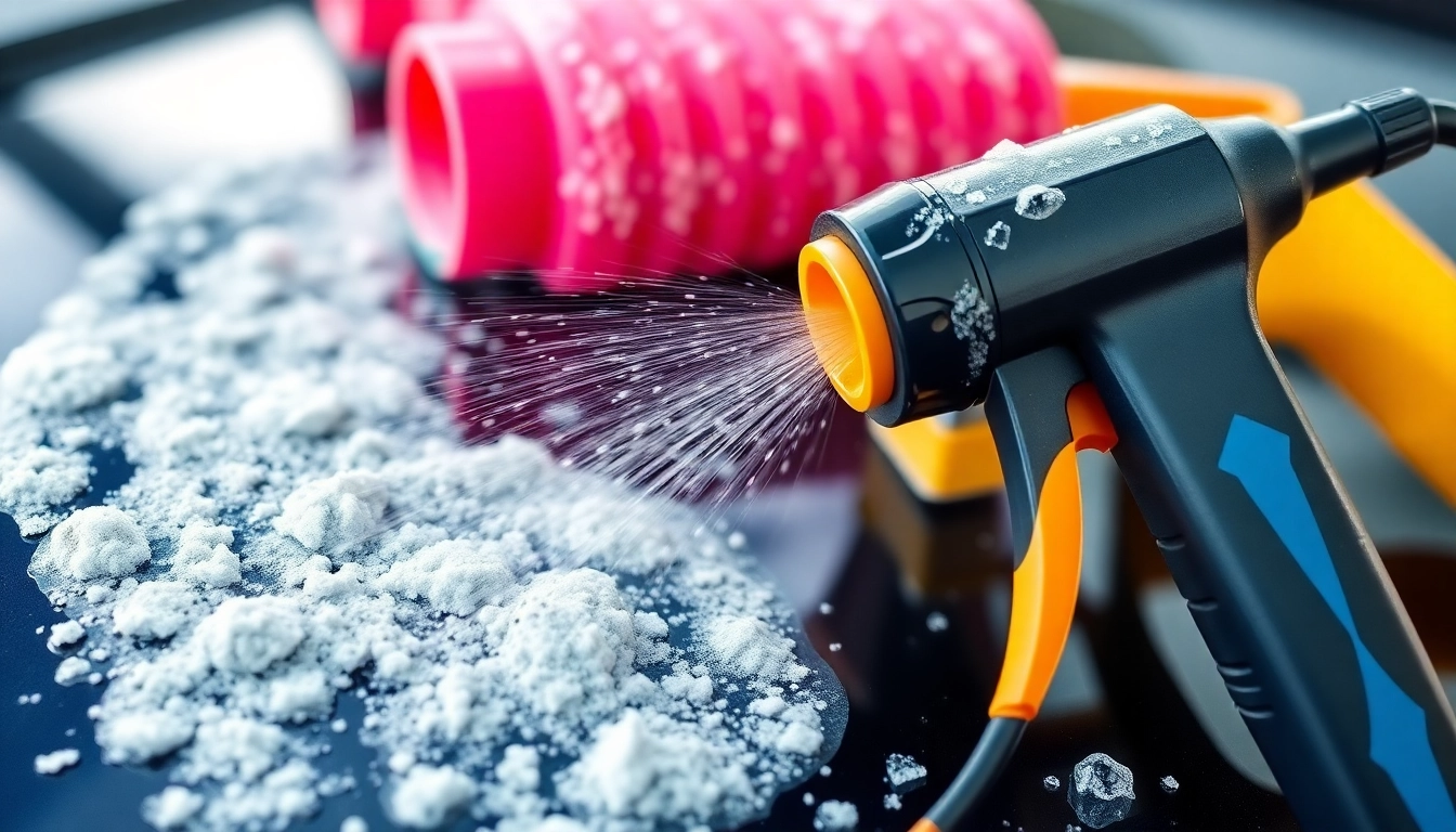Blung cleaning tools and equipment in action for boat and vehicle care with professional shine