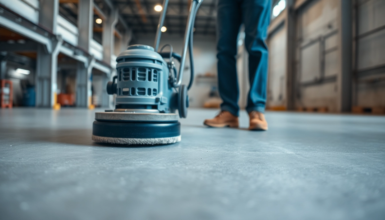 Skilled technician performing concrete grinding in Birmingham for durable, smooth floors using